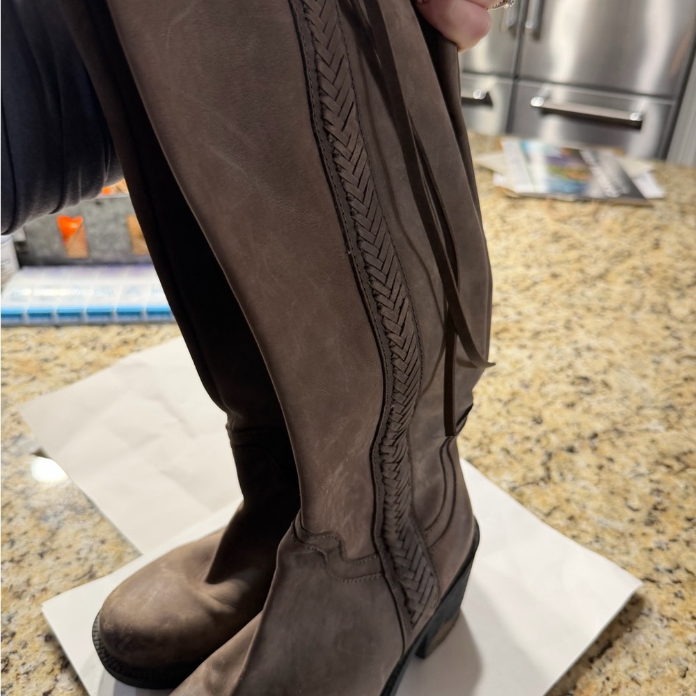 Brown Leather Combat Boots